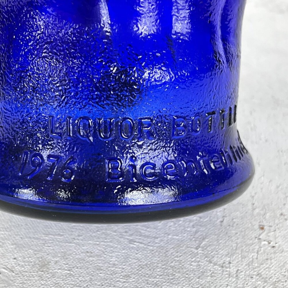 Charles Jacquin Cobalt Blue George Washington Glass Empty Liquor Bottle Vintage - Picture 6 of 7